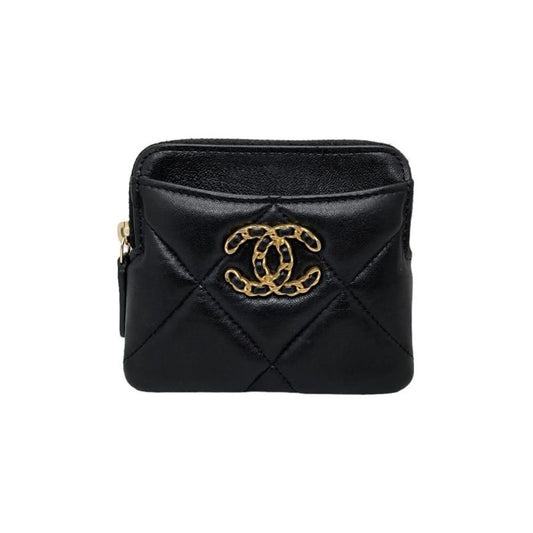 Chanel 19 Coin Case Card Case Coin Purse Ap2086 Matelasse Black Gold Chanel19