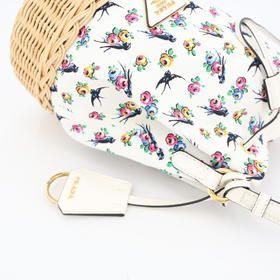 Prada Handbag Bag Canvas Wicker Women's White Multicolor