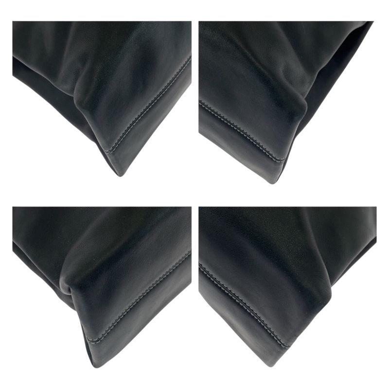 Bvlgari Logo Plate Black Silver Hardware Leather Tote Bag Shoulder Bag Women