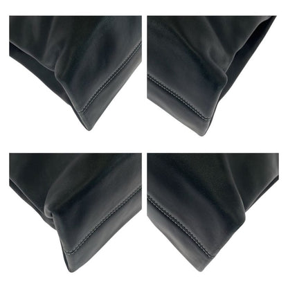 Bvlgari Logo Plate Black Silver Hardware Leather Tote Bag Shoulder Bag Women