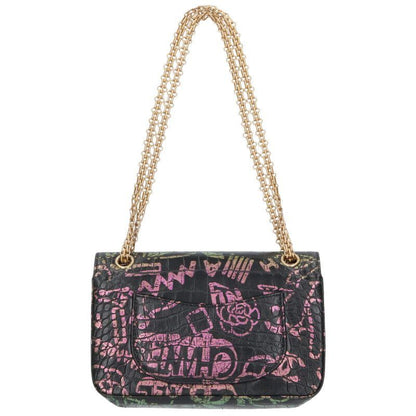 Chanel 2.55 Graffiti Croc Shape Push W Flap Chain Shoulder Bag Women 25