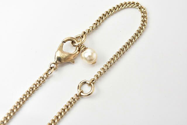 Chanel Necklace Pendant Chanel Coco Mark CC Pearl Motif Gold White