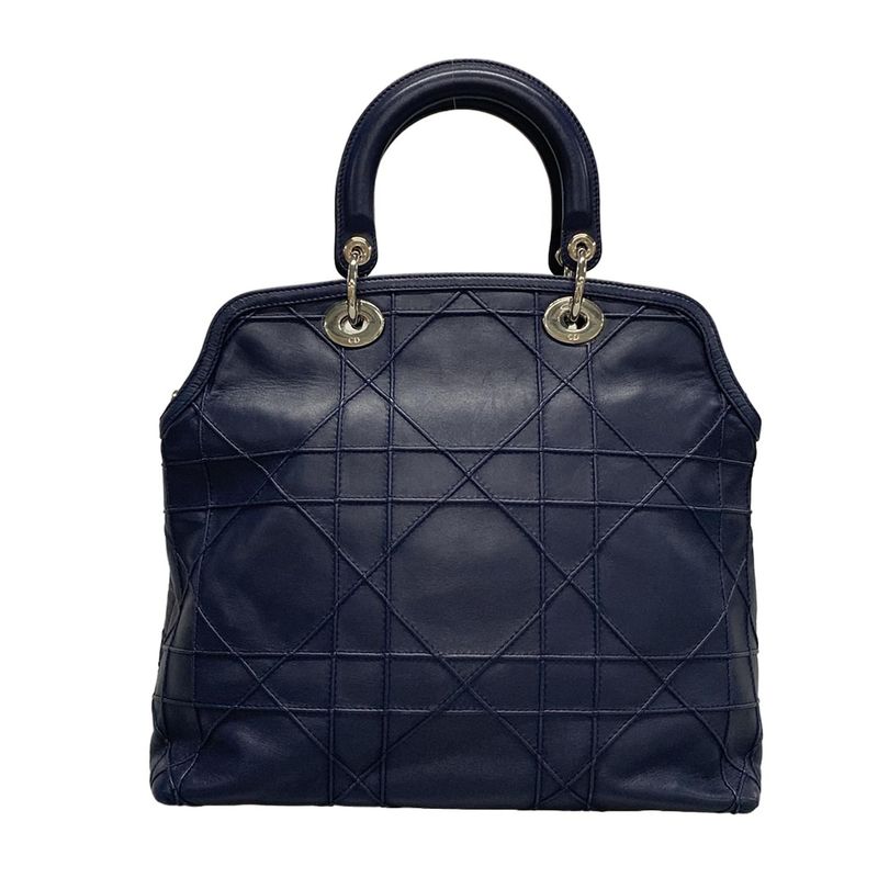 Dior/christian Dior Tote Bag Granville Navy Leather