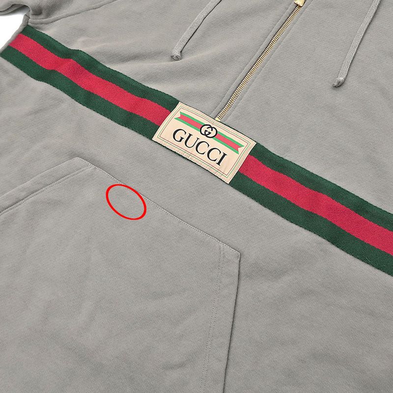 Gucci Half Zip Sweat Parka S Gray 644656 100% Cotton Long Sleeve