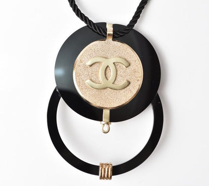 Chanel Choker Necklace Chanel Coco Mark Black Gold Rhinestone Special Edition