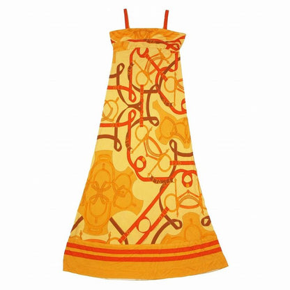 Hermes Silk Belt Pattern Cami Dress Long Dress 2 M Orange Ur23