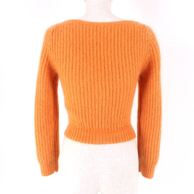 Celine 2a38t377n Mohair Silk Blend Cropped Length V-neck Long Sleeves Knit