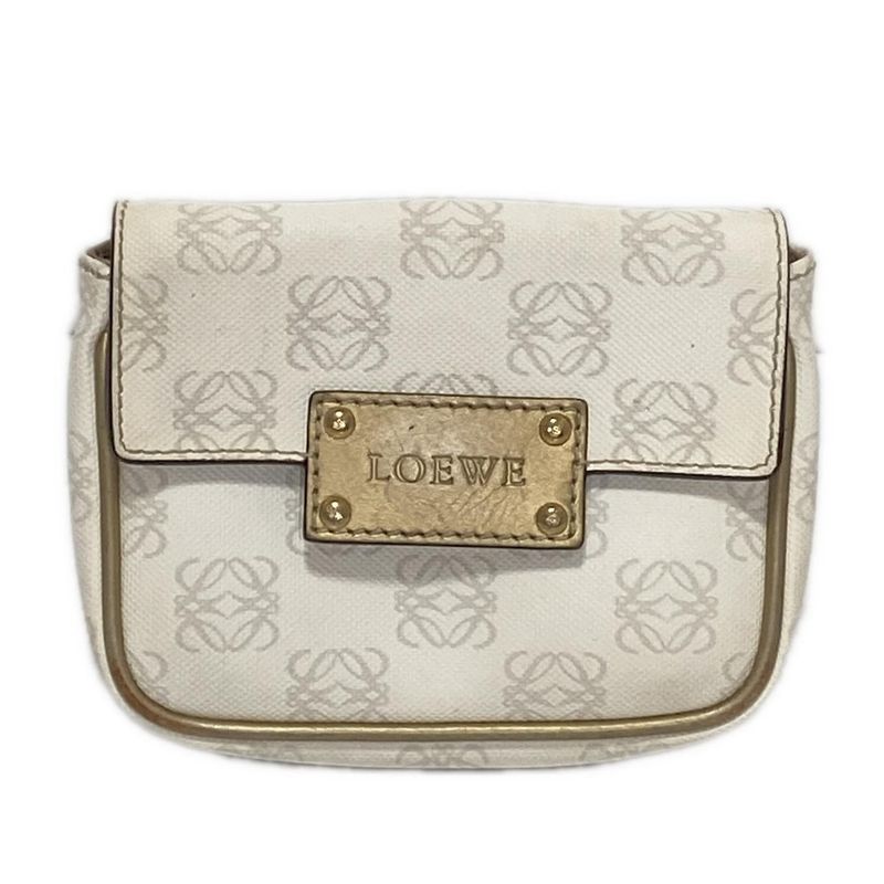 Loewe Shoulder Bag Pockets White×light Gray×gold Leather
