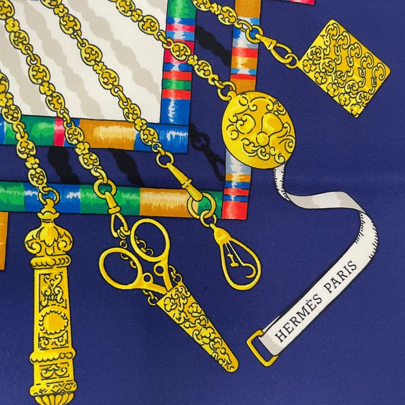 Hermes Silk Scarf Carre 90 Petite Main Seamstress Navy