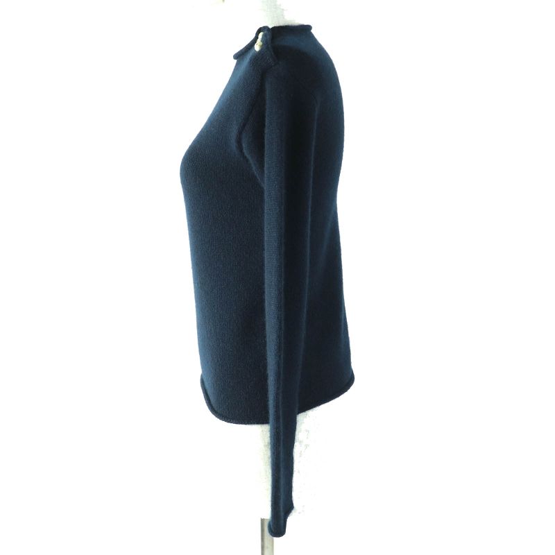 Christian DIOR 354s74am082 100% Cashmere CD Logo Faux Pearl Long Sleeve Knit