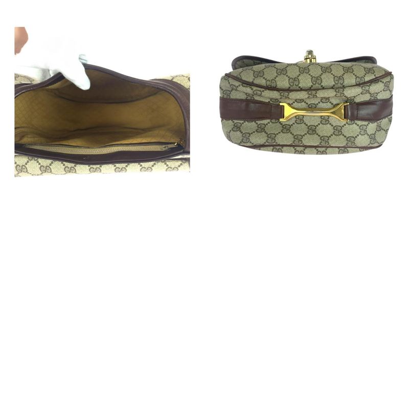Gucci Vintage Old Gucci Beige Brown Gold Hardware GG Supreme Canvas Crossbody
