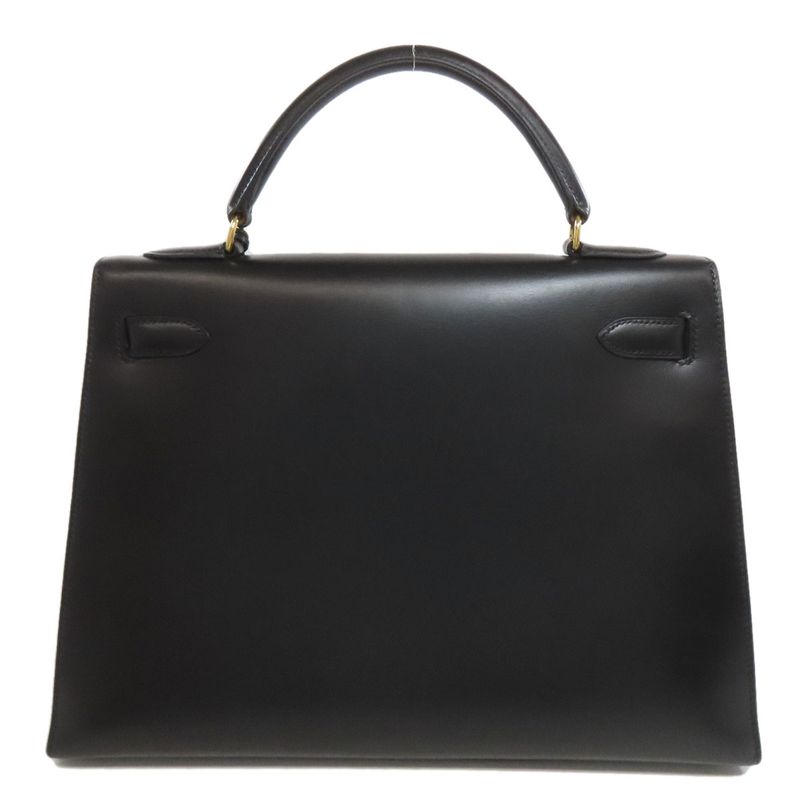 Hermes Kelly 32 Outer Stitch Gold Hardware Handbag Box Calf Women