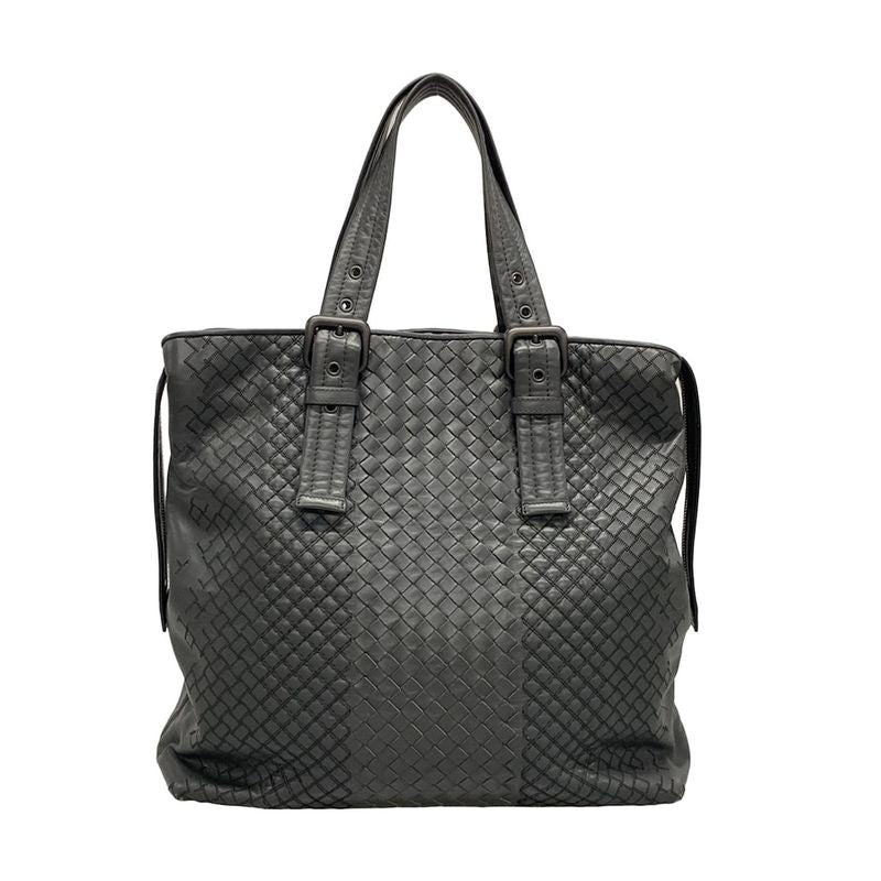 Bottega Veneta Intrecciato Dark Gray Leather Handbag