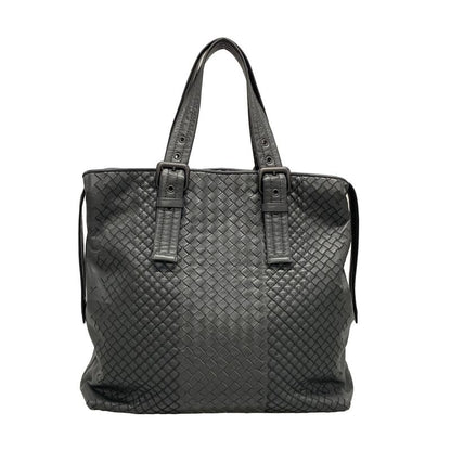 Bottega Veneta Intrecciato Dark Gray Leather Handbag