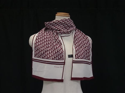 Christian Dior Christian Dior Trotter 100% Silk Scarf Women Bordeaux Bq1290