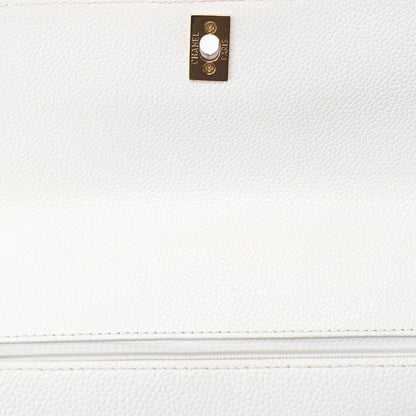 Chanel Handbag Turnlock Kelly Shape Wood Pattern Caviar Skin White With Gold