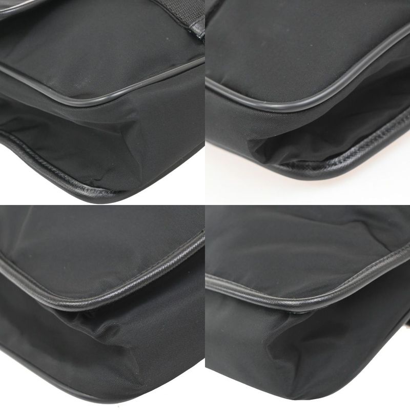 Prada Shoulder Bag Tessuto Nylon Leather Black Silver 87ka852