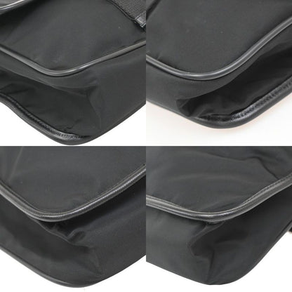 Prada Shoulder Bag Tessuto Nylon Leather Black Silver 87ka852