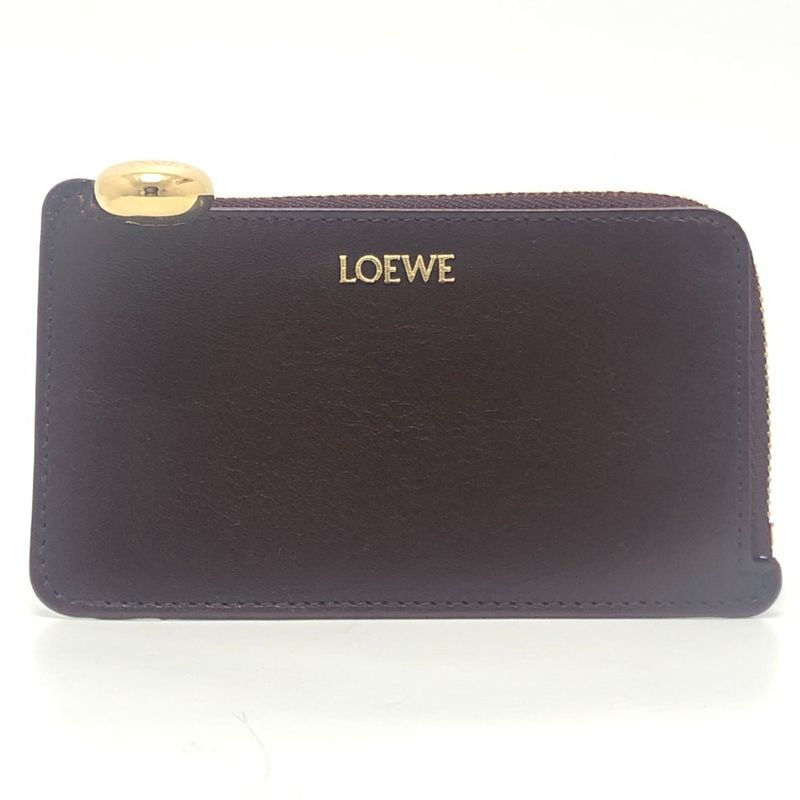 Loewe Coin Case Logo Leather Burgundy