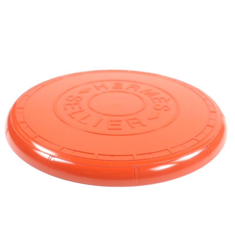 Hermes Uffe Plastic Serie Embossed Dog Frisbee Pet Toy Orange With Box And