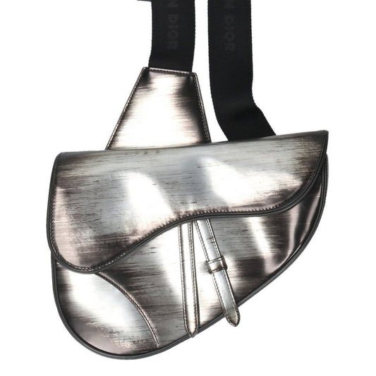 Dior 1adpo130bro Saddle Buckle Shiny Calfskin Shoulder Bag Men's