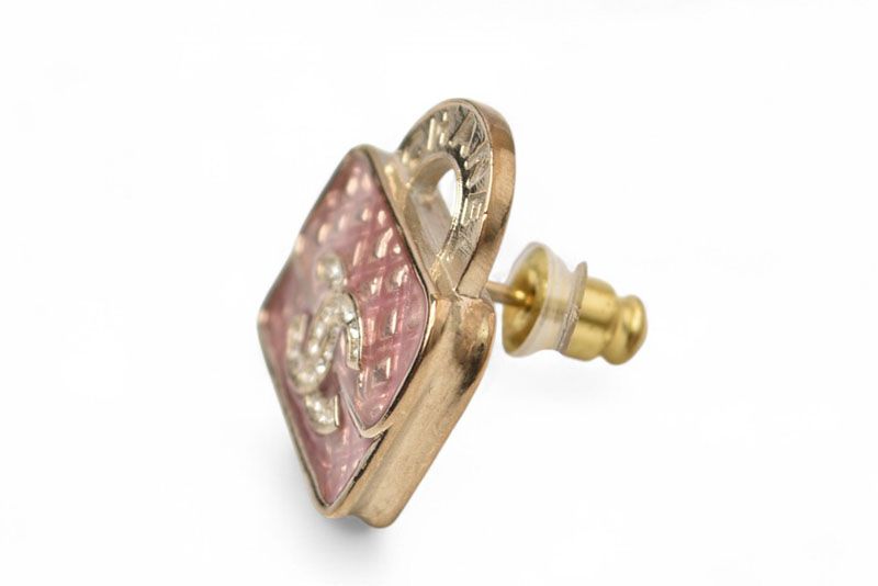 Chanel Earrings Chanel Accessories CC Bag Motif Rhinestone Rose Gold B24