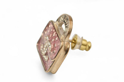 Chanel Earrings Chanel Accessories CC Bag Motif Rhinestone Rose Gold B24