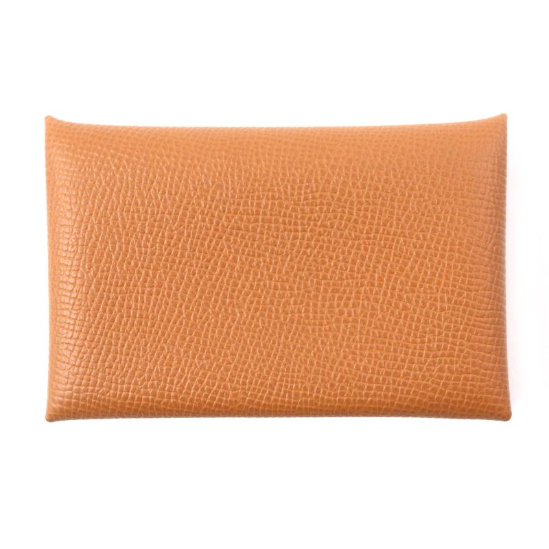  Hermes Calvi Gold Vaux Epson Leather Card Case Coin Case With B Engraved Box