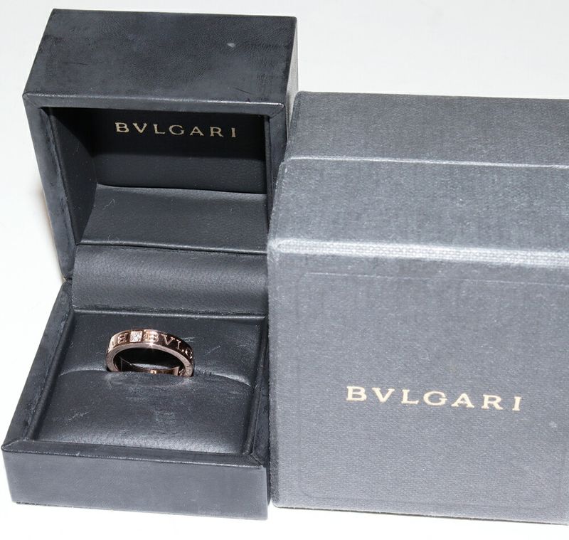 Bulgari Ring 18K Pink Gold Diamond 1p(004ct) Bzero1 Ring Bulgari Double Logo