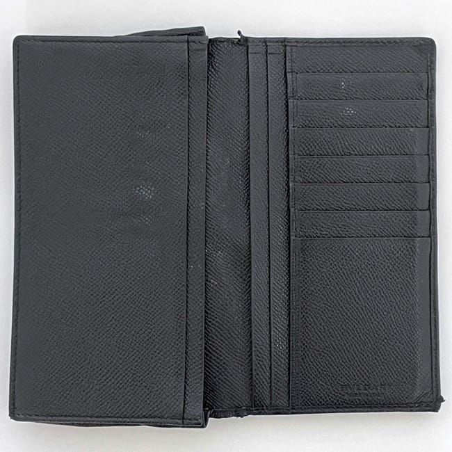 Bulgari Bifold Long Wallet Black Wallet Leather Preowned Bvlgari Billfold