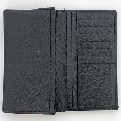 Bulgari Bifold Long Wallet Black Wallet Leather Preowned Bvlgari Billfold