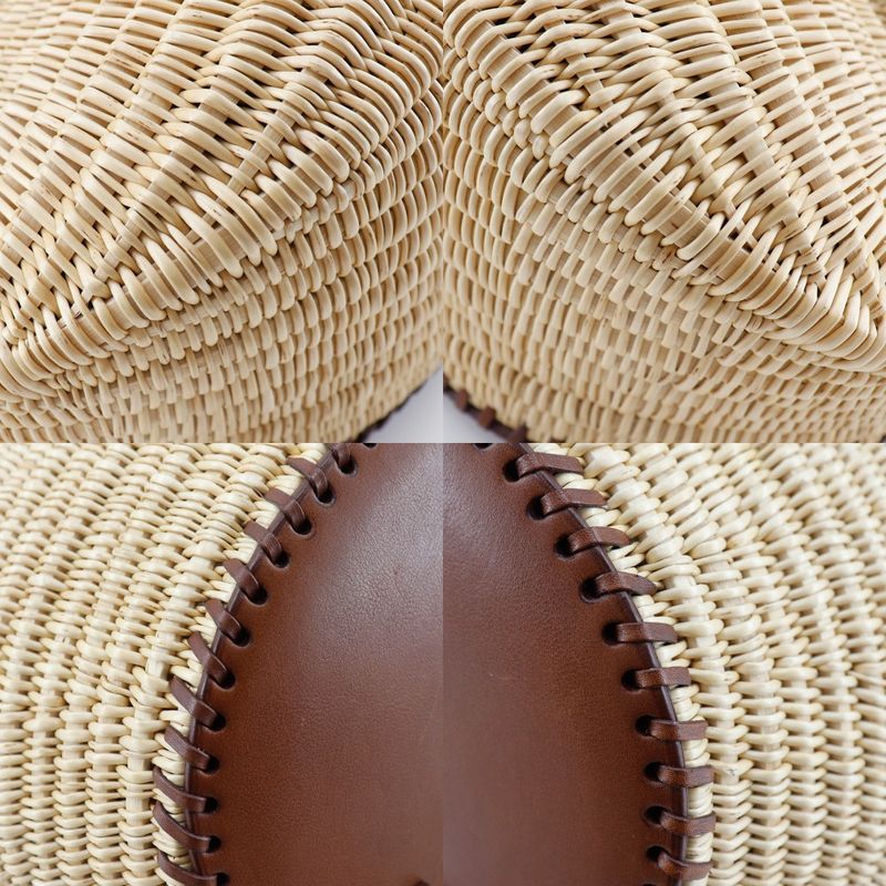 Hermes Fishing Basket Bag Leather X Willow Brown Women Shoulder Bag