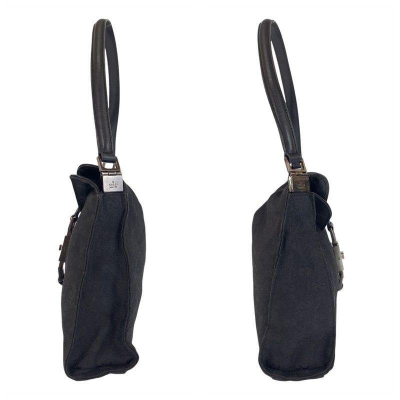 Gucci Jackie Black GG Canvas/leather 001 3734 Shoulder Bag Women 504838