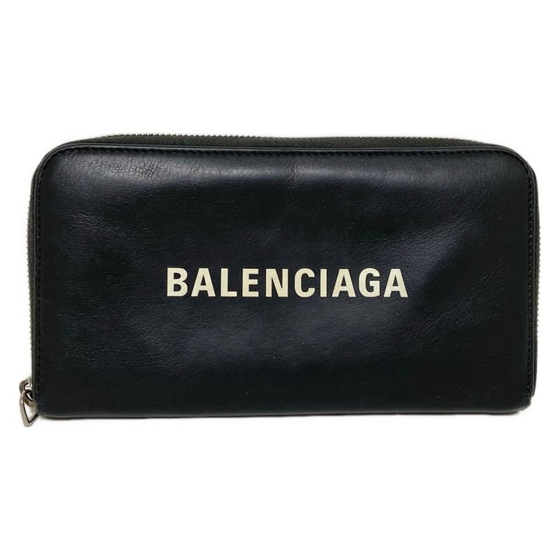 Balenciaga Everyday Continental Zip Around 505052 Black And White Round Zipper