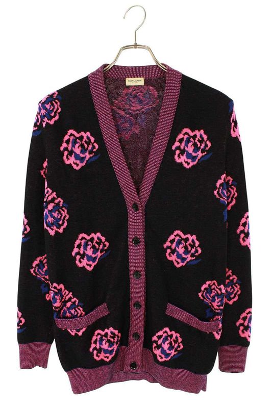 Saint Laurent Paris 408948 Y1ww2 Rose All-over Patterned Cardigan Men's XS