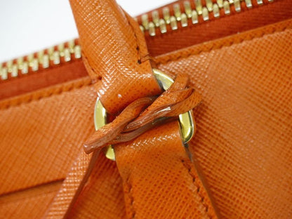 Authentic Prada Leather Handbag Orange Bag Pre-owned [follow-up Discount