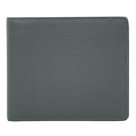 Authentic Saint Laurent Leather Fold Wallet Compact Wallet Gray 396303 Wallet