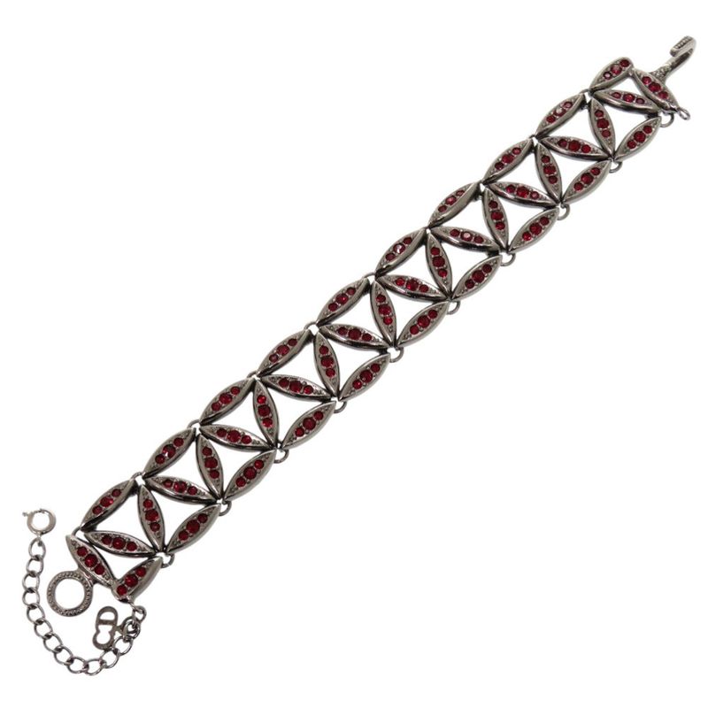 Dior Bracelet Metal Stones Gunmetal Accessories 1518 Dior