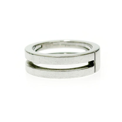 Gucci Silver Logo Double Line Ring 5.6g 925 Engraved 415164 Ring