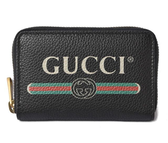 Gucci Coin Case Card Case Gucci Mini Wallet Coin Purse Vintage Logo Print Black