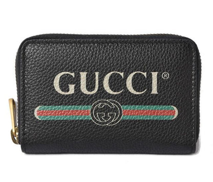 Gucci Coin Case Card Case Gucci Mini Wallet Coin Purse Vintage Logo Print Black