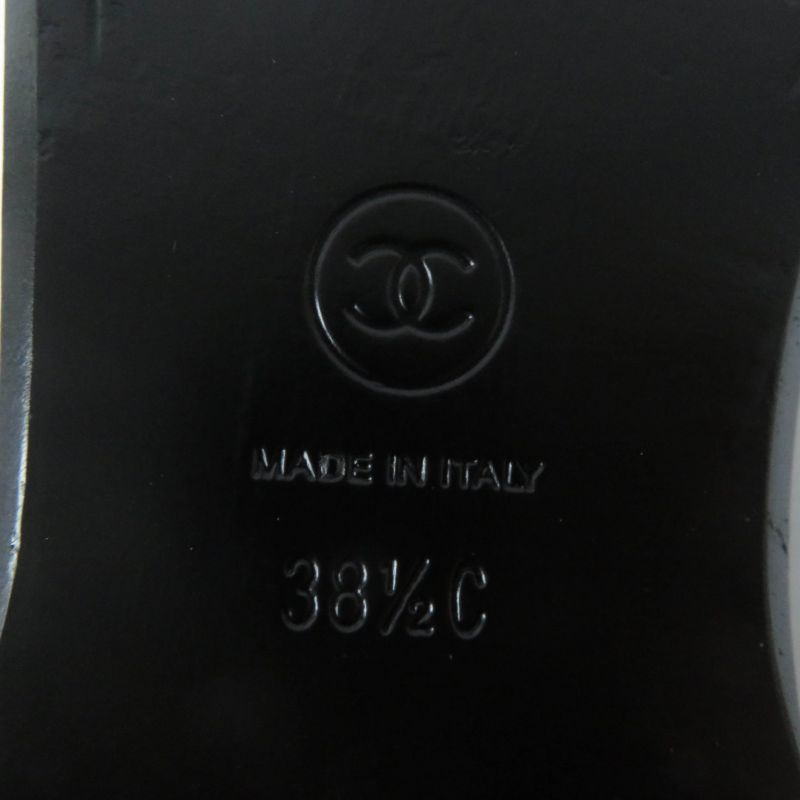 CHANEL 23A G45008 Shiny Calfskin Leather Loafer With Coco Mark Black 38.5 With