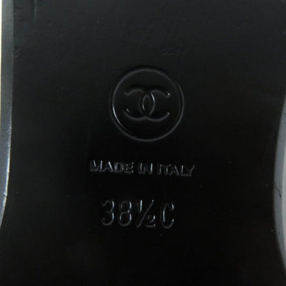 CHANEL 23A G45008 Shiny Calfskin Leather Loafer With Coco Mark Black 38.5 With