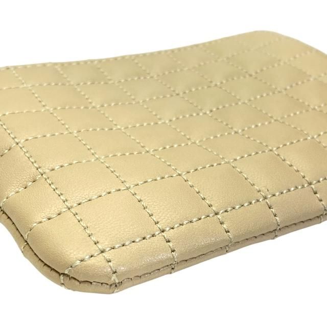 Celine Ccharm Coin Case Coin Purse Mini Pouch Quilted Leather Beige