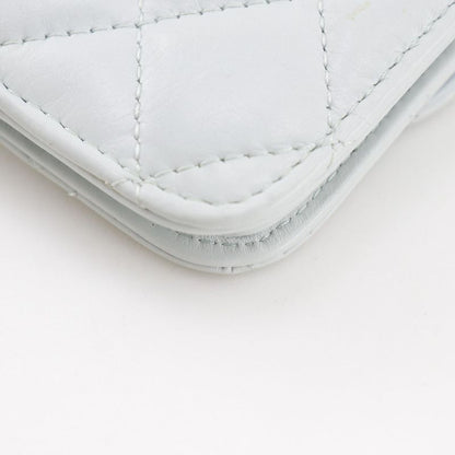 Chanel Pearl Strap Flap Wallet Matelasse Ap1838 Leather X Faux Pearl Light Blue
