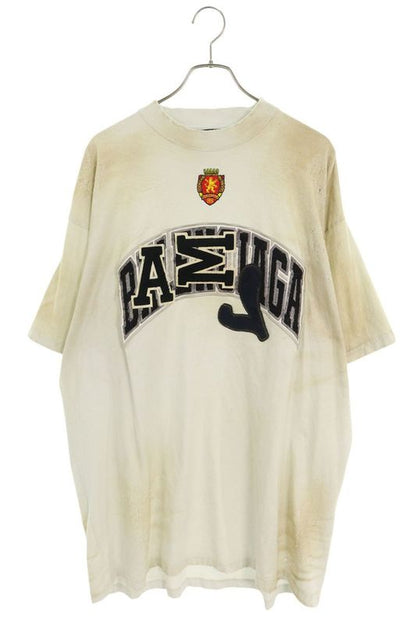 Balenciaga 23SS 739028 Tovn2 Crushed Dust Finish Wappen T-shirt Men's 4