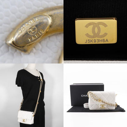 Chanel Matelasse Flap Shoulder Chain Shoulder A35200 Caviar Skin White/gold