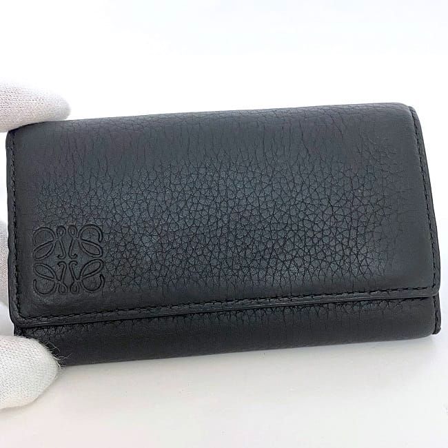 Loewe 6ring Key Case Black Anagram C660k92x02 Excellent Condition