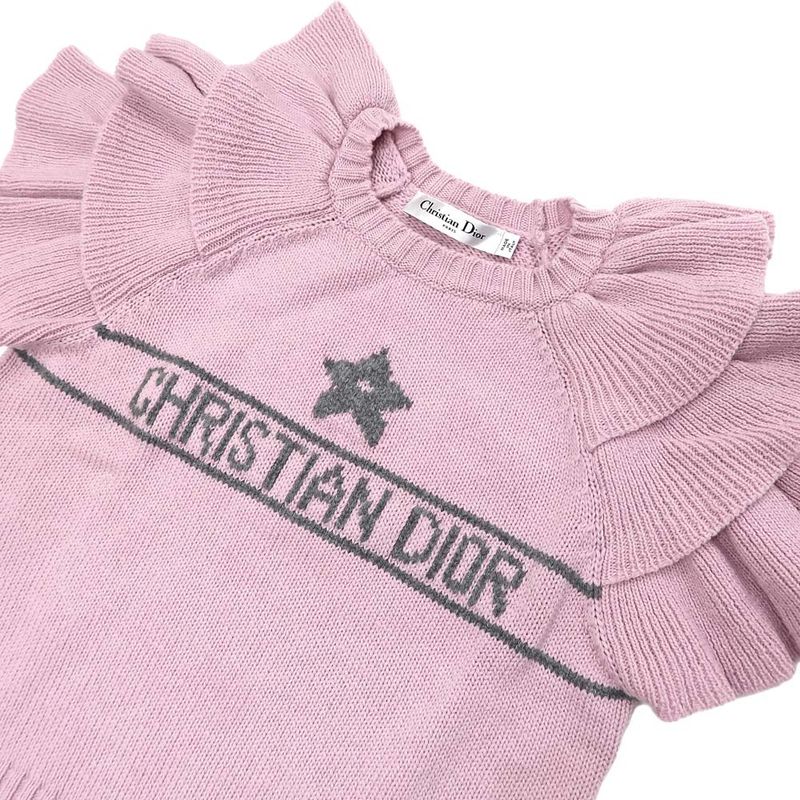Dior Short Sleeve Knit Ruffles 36 Sizes Pink 344s13bm003 Cashmere