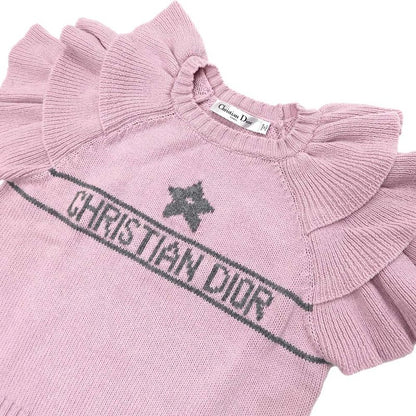 Dior Short Sleeve Knit Ruffles 36 Sizes Pink 344s13bm003 Cashmere